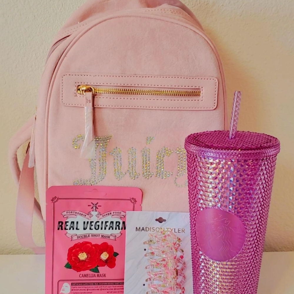 Juicy Couture Pink Backpack and Tumbler Set